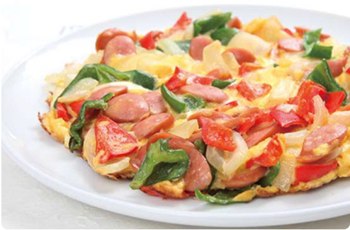 ピーマンとウインナーのオープンオムレツ