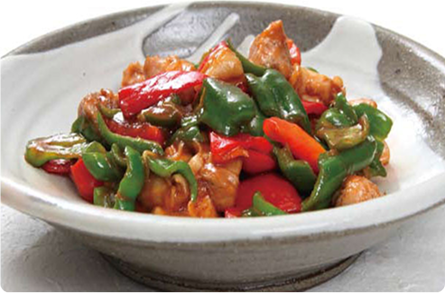 ピーマンと鶏肉の甘酢炒め